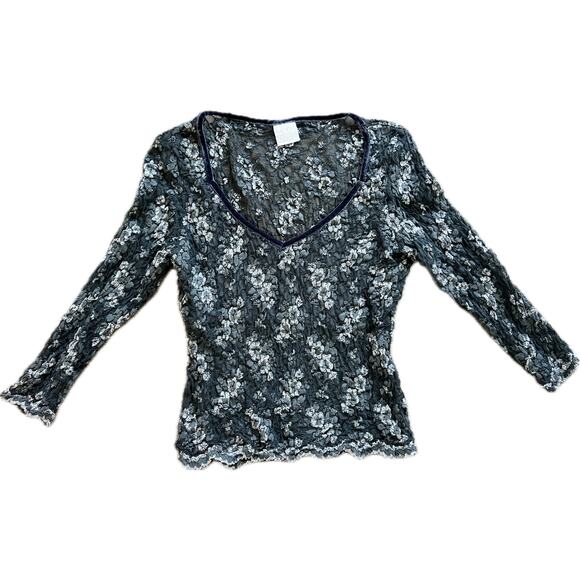 Vintage y2k Moda International Black Lace Whimsy Blouse Top Shirt Whimsygoth - Picture 1 of 4